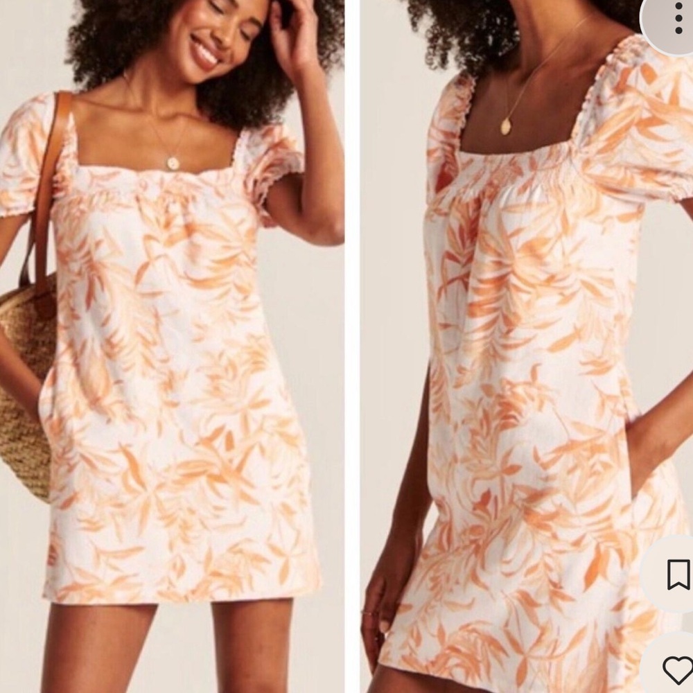 Abercrombie & Fitch - Off Shoulder Orange Floral Dress